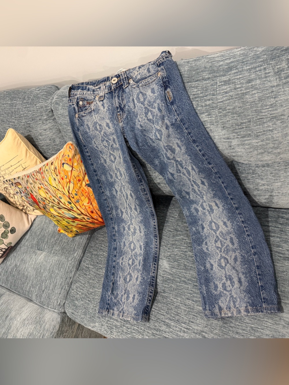 BDG Women’s - Blue Snake-Print Wide Leg Jeans